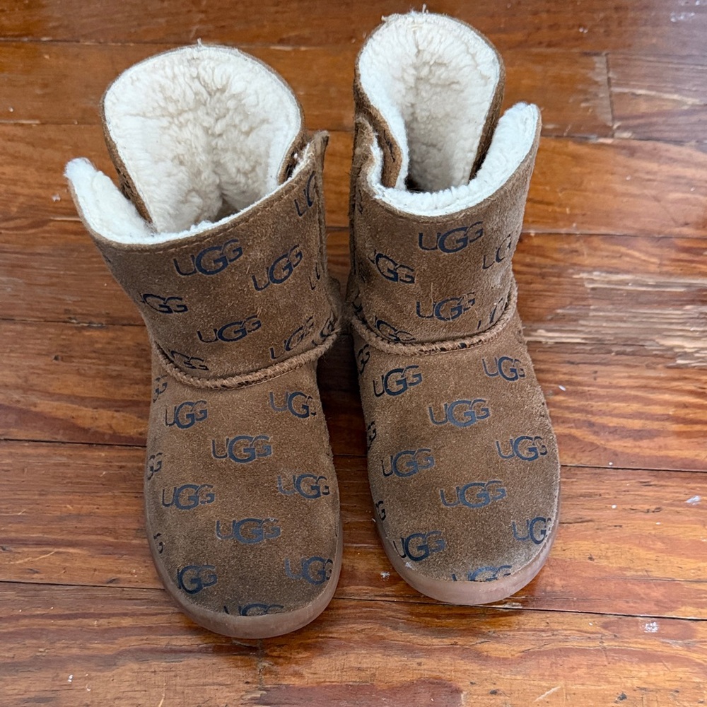 UGG Brown Logo Suede Shearling Boots